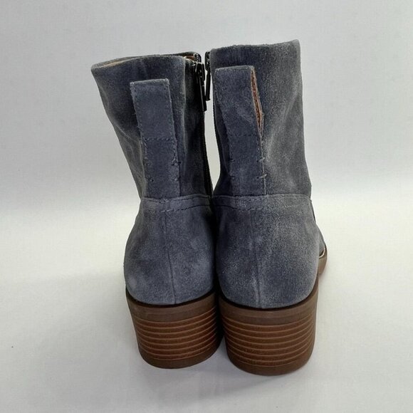 Lucky Brand Women's Kazey Square Toe Bootie in Gray Suede Block Heel - Picture 4 of 16